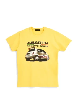 T-shirt gialla in cotone con stampa sul petto Abarth AH011TE