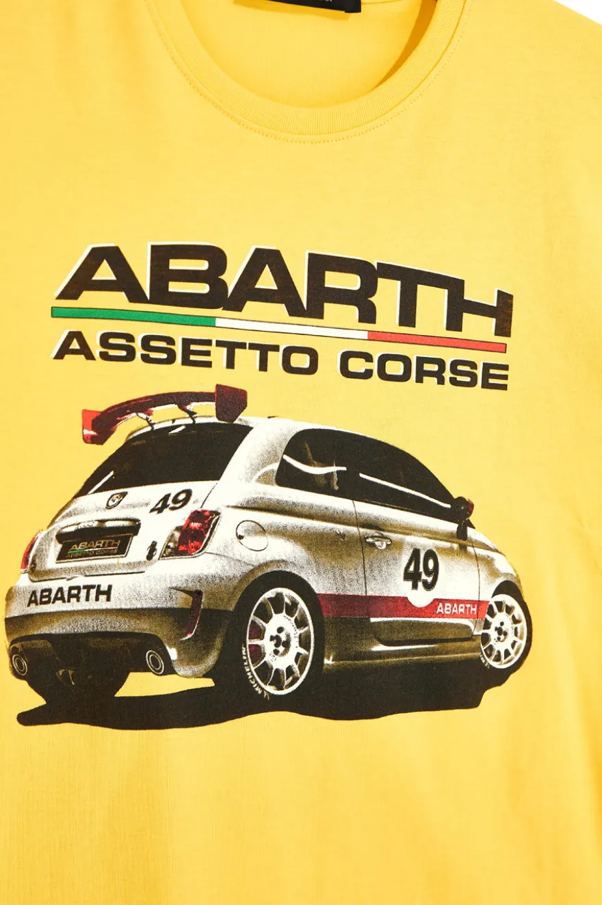 T-shirt gialla in cotone con stampa sul petto Abarth AH011TE