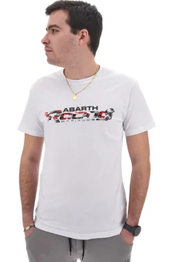 T-Shirt Girocollo Bianca con Stampa Racing Attitude ABARTH AH24SS081