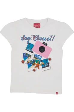 T-shirt Grazie Mamma G1075 Bianca con stampa Say Cheese !!!""
