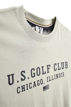 T-shirt Grigia con stampa frontale e patch sulla manica Us golf TS2607