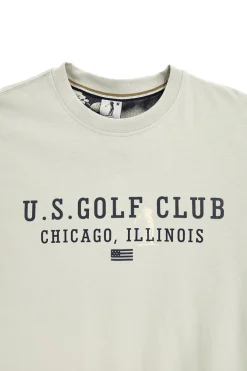 T-shirt Grigia con stampa frontale e patch sulla manica Us golf TS2607