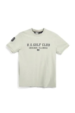 T-shirt Grigia con stampa frontale e patch sulla manica Us golf TS2607