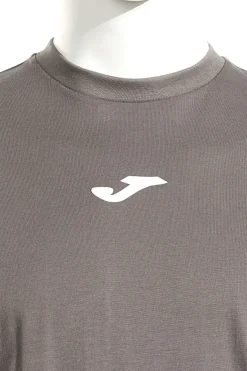 T-shirt grigia in cotone con logo gommato Joma Step short sleeve