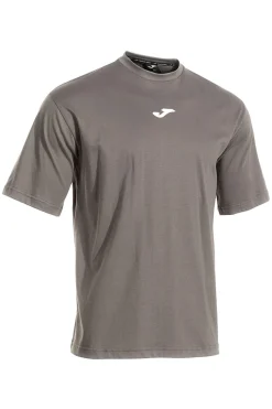 T-shirt grigia in cotone con logo gommato Joma Step short sleeve