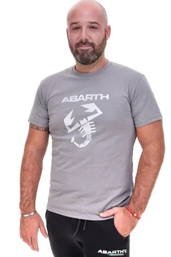 T-shirt grigia in cotone con logo Abarth AH025TE