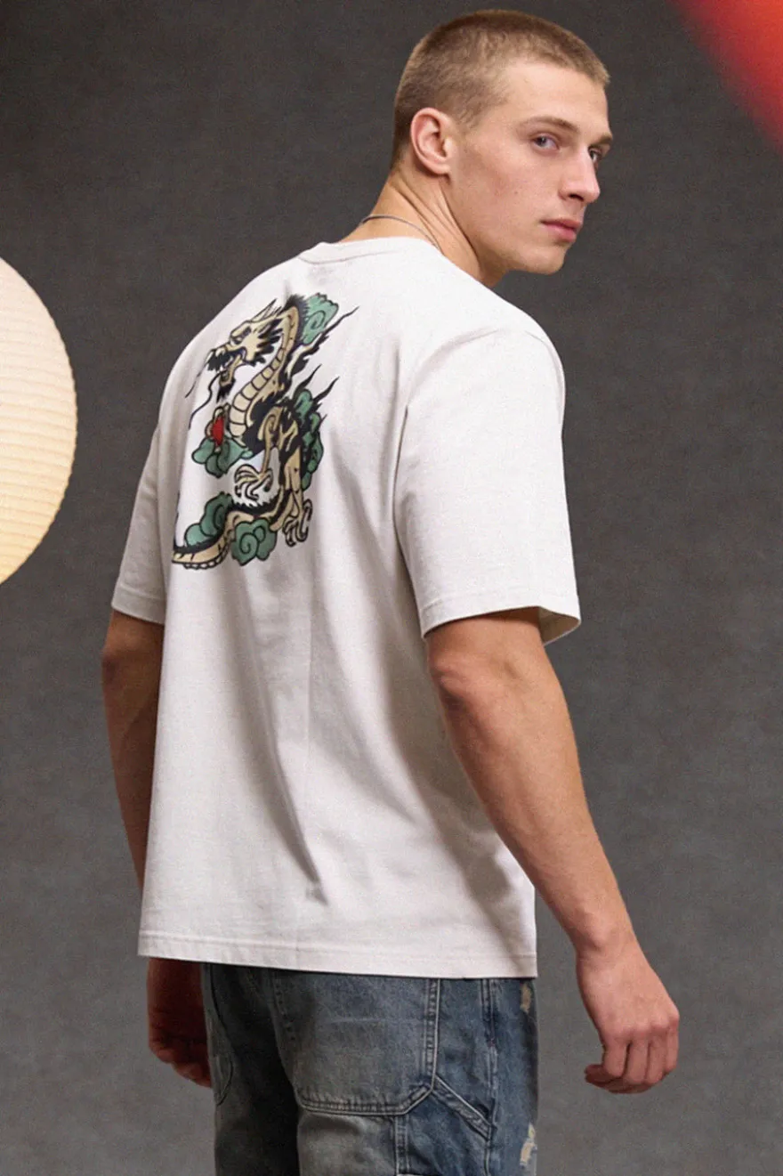 T-shirt grigia stampa grafica retro Boardman alpha PT-M-T-9061
