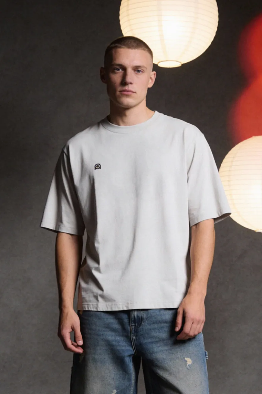 T-shirt grigia stampa grafica retro Boardman alpha PT-M-T-9061
