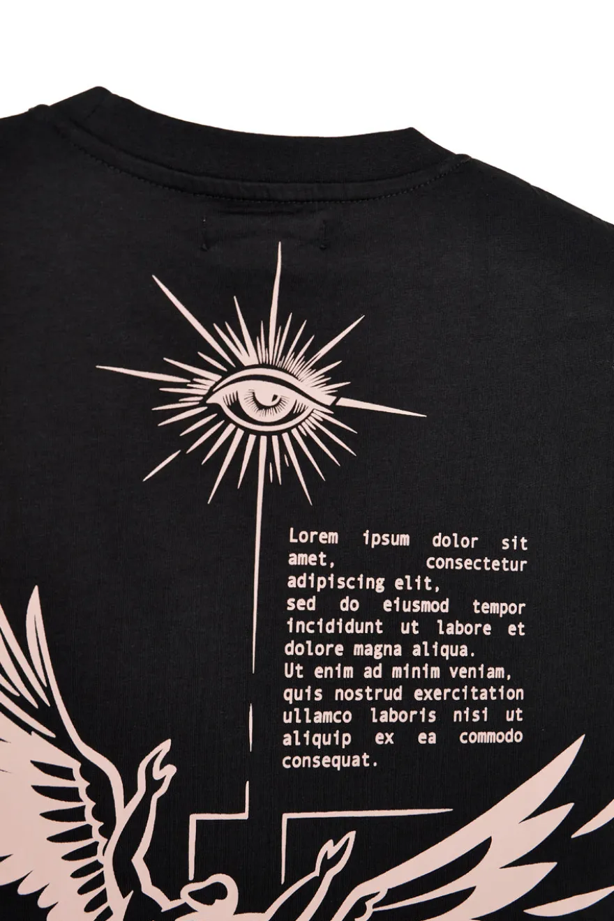 T-shirt in cotone nera con stampa grafica Boardman Alpha pt-m-t-9062