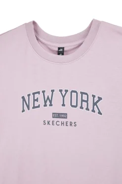 T-shirt Malva Oversize con Stampa Los Angeles Skechers Destination Short Sleeve Tee