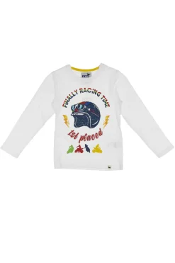 T-shirt manica Lunga Pitt Kids 03033 Bianca
