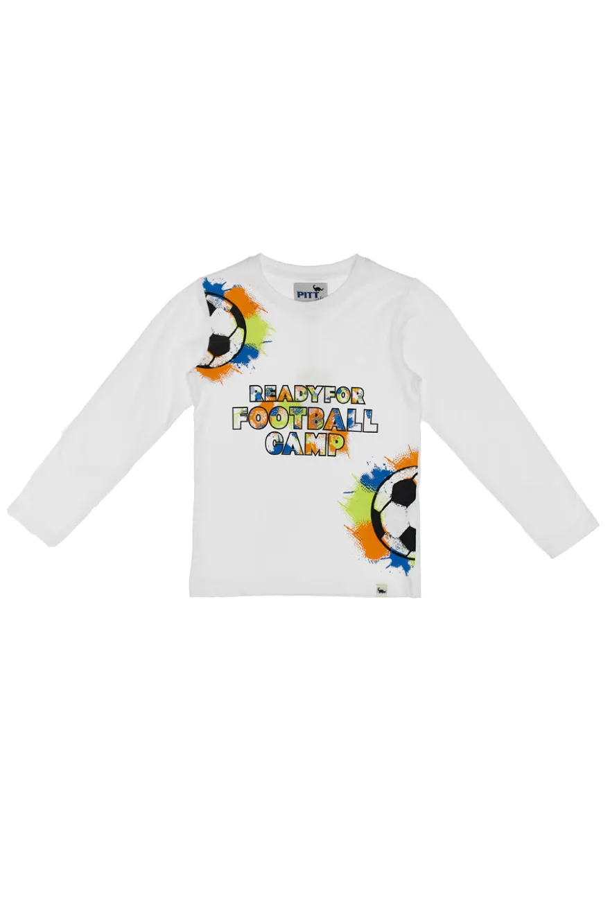 T-shirt manica Lunga Pitt Kids 03026 Bianca
