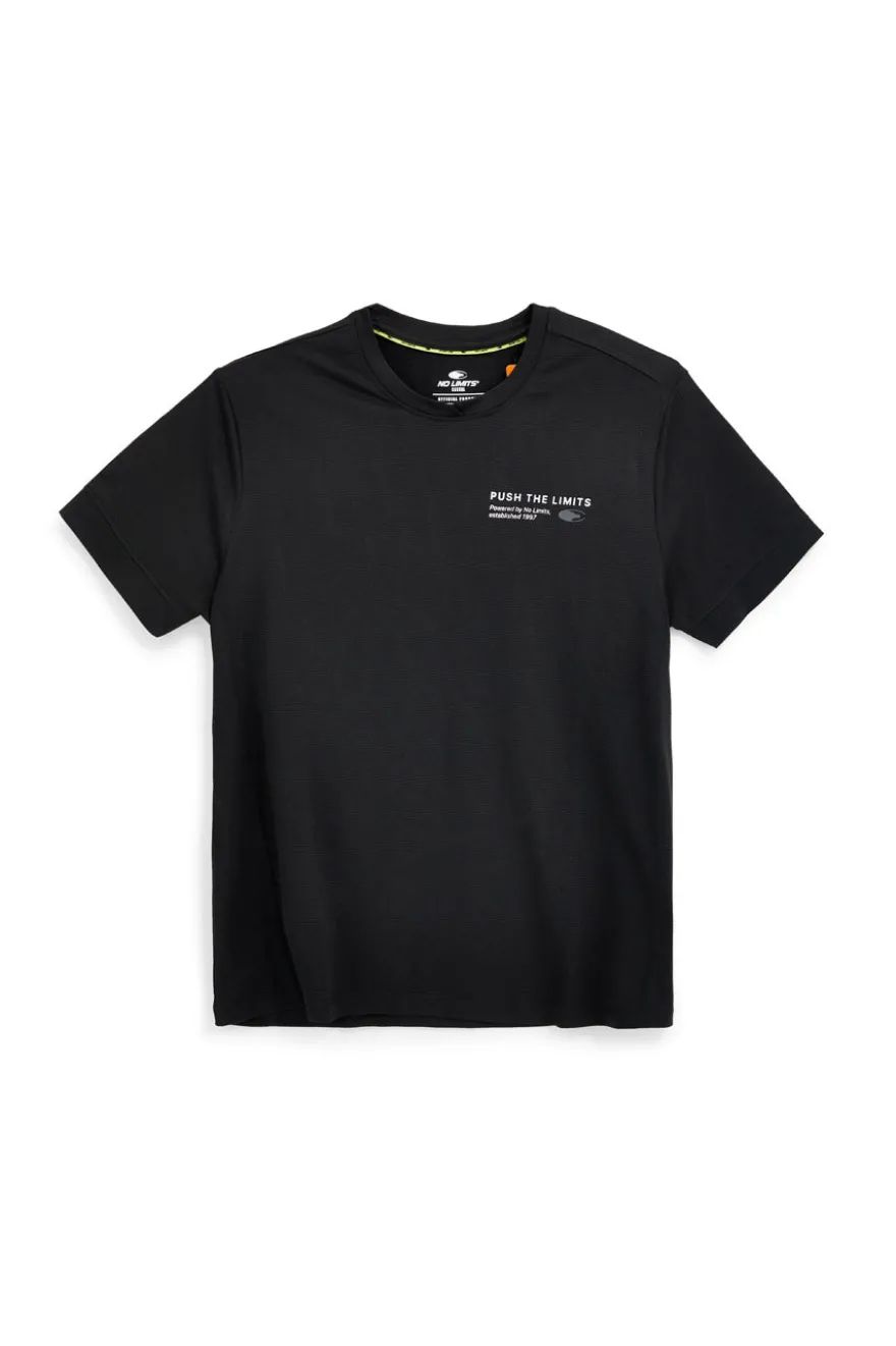 T-shirt nera a maniche corte con stampa frontale No limits MATS026S26