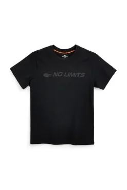 T-shirt nera a maniche corte con logo frontale No limits MATS049S24
