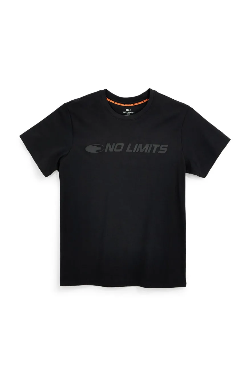 T-shirt nera a maniche corte con logo frontale No limits MATS049S24