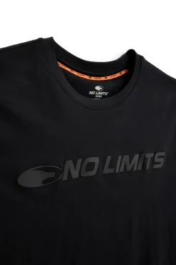 T-shirt nera a maniche corte con logo frontale No limits MATS049S24