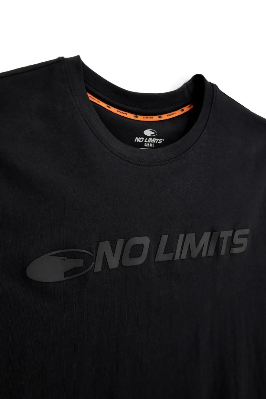 T-shirt nera a maniche corte con logo frontale No limits MATS049S24