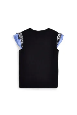 T-shirt nera con maniche volant Pitt kids PT-G-T-9039