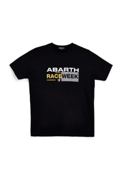 T-shirt nera con stampa frontale Abarth AH003TE