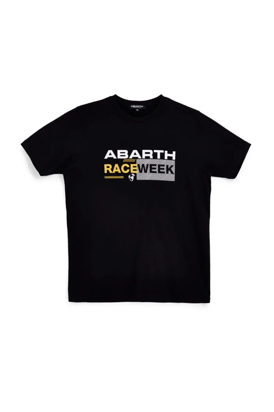 T-shirt nera con stampa frontale Abarth AH003TE