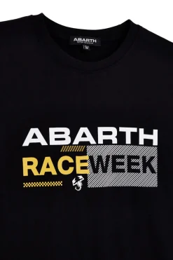 T-shirt nera con stampa frontale Abarth AH003TE