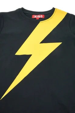 T-Shirt Nera Con Stampa Lampo Pitt Kids PT-B-T-05038
