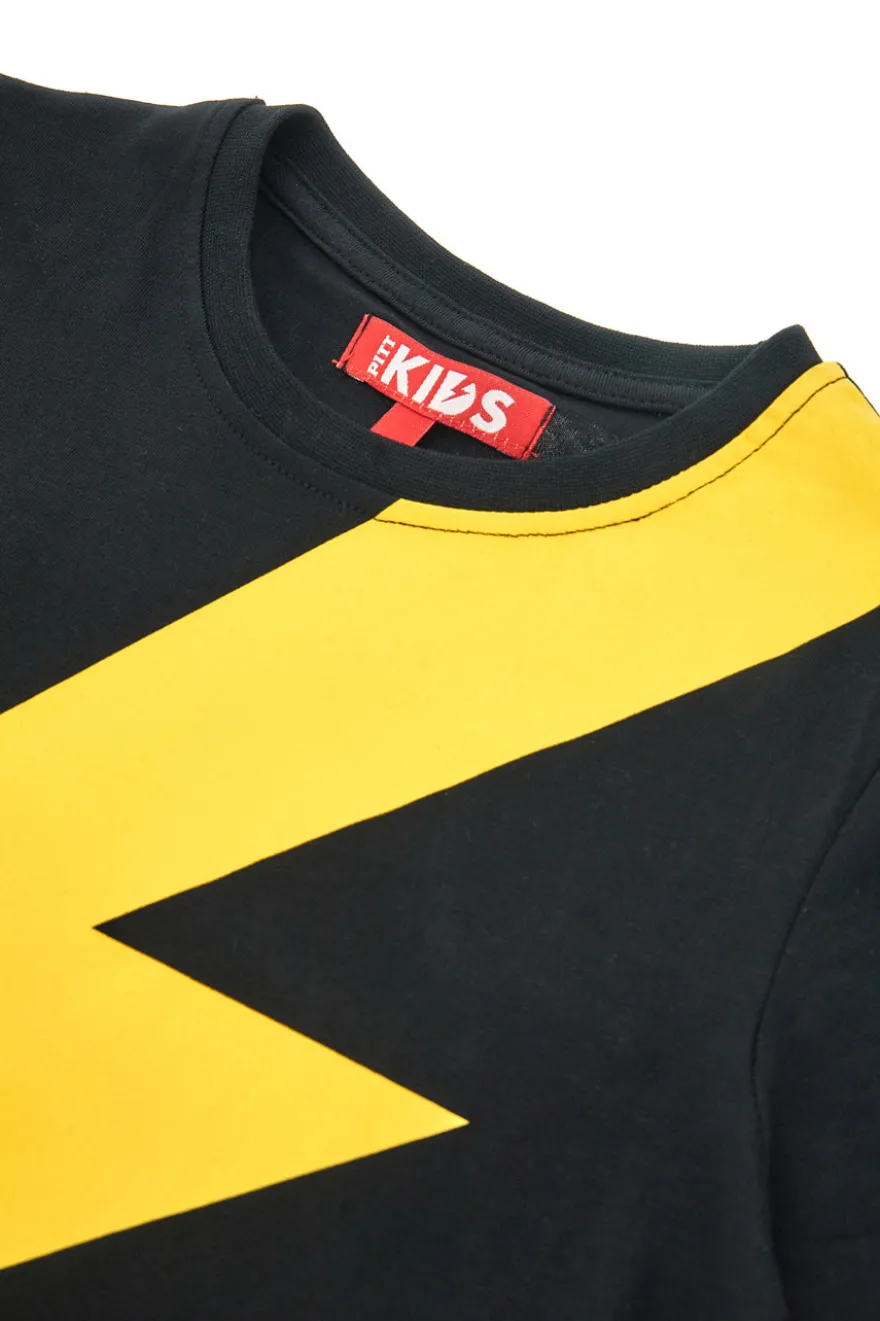 T-Shirt Nera Con Stampa Lampo Pitt Kids PT-B-T-05038