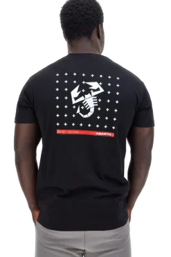T-shirt nera con stampa petto e dettagli rossi Abarth AH024TEA