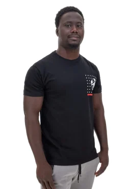 T-shirt nera con stampa petto e dettagli rossi Abarth AH024TEA