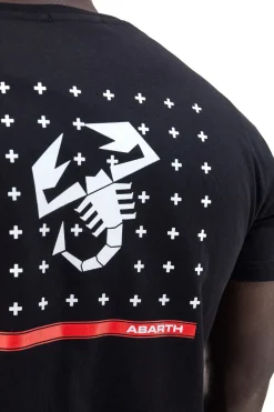 T-shirt nera con stampa petto e dettagli rossi Abarth AH024TEA