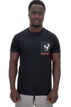 T-shirt nera con stampa petto e dettagli rossi Abarth AH024TEA