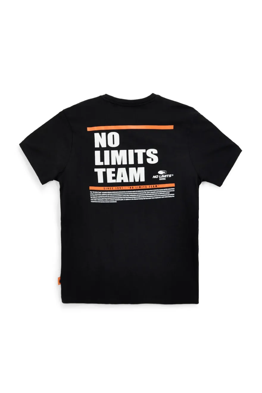 T-shirt nera in cotone con stampa sul retro No limits MATS042S24