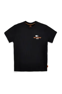 T-shirt nera in cotone con stampa sul retro No limits MATS042S24