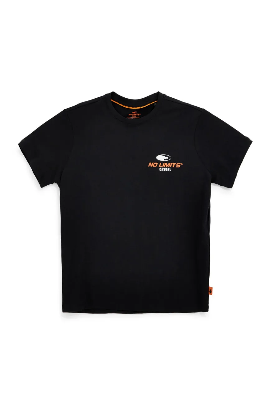 T-shirt nera in cotone con stampa sul retro No limits MATS042S24