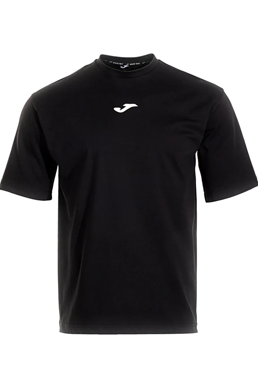 T-shirt nera in cotone con logo gommato Joma Short Sleeve T-Shirt