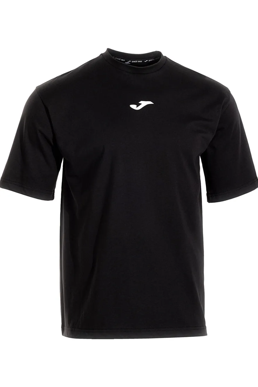 T-shirt nera in cotone con logo gommato Joma Short Sleeve T-Shirt