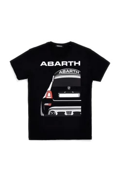 T-shirt nera in cotone con stampa sul petto Abarth AH26SS056