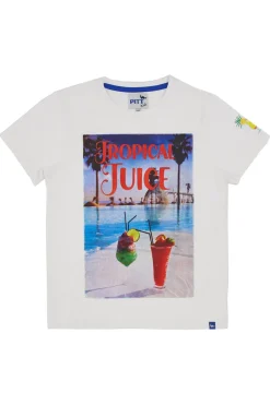 T-shirt Pitt Kids B1021 Bianca con stampa Tropical Juice