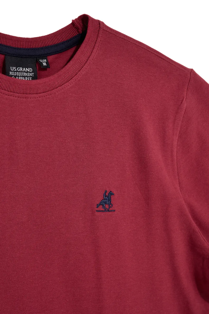 T-shirt rossa con logo ricamato U.s. grand polo USSS629M