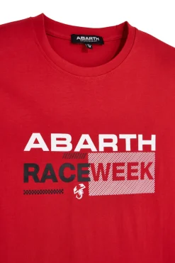 T-shirt rossa con stampa frontale Abarth AH003TE