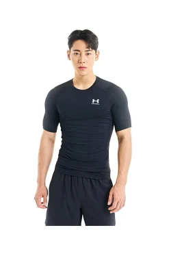 T-shirt tecnica nera traspirante con maniche corte Under Armour UA HEATGEAR ARMOUR COMP SS da Uomo | Pittarello