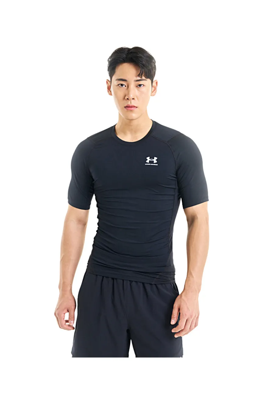 T-shirt tecnica nera traspirante con maniche corte Under Armour UA HEATGEAR ARMOUR COMP SS da Uomo | Pittarello
