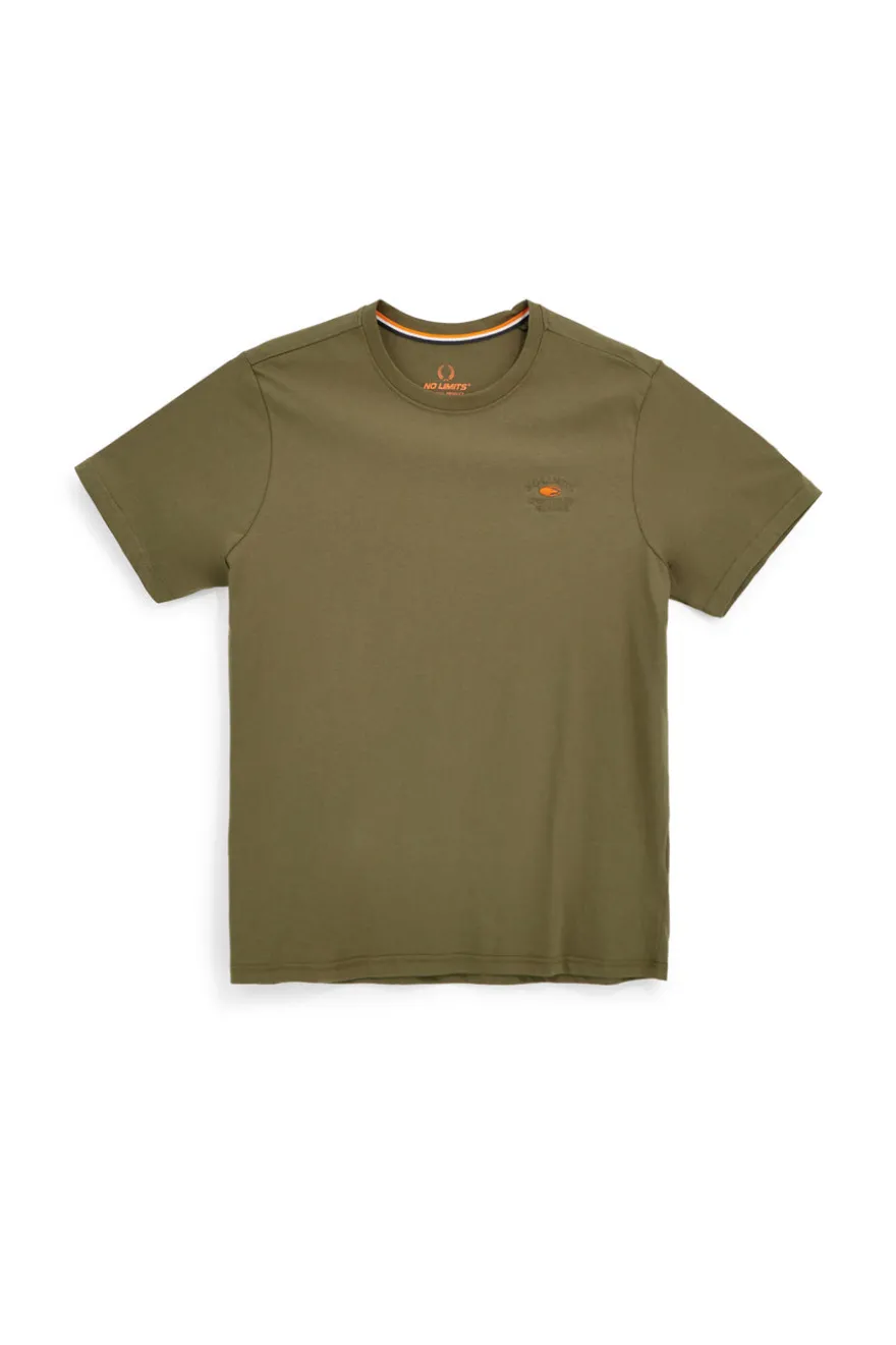 T-shirt verde a maniche corte con logo ricamato No limits MATS024S25