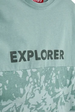 T-shirt verde con stampa Explorer Pitt kids PT-B-T-9010