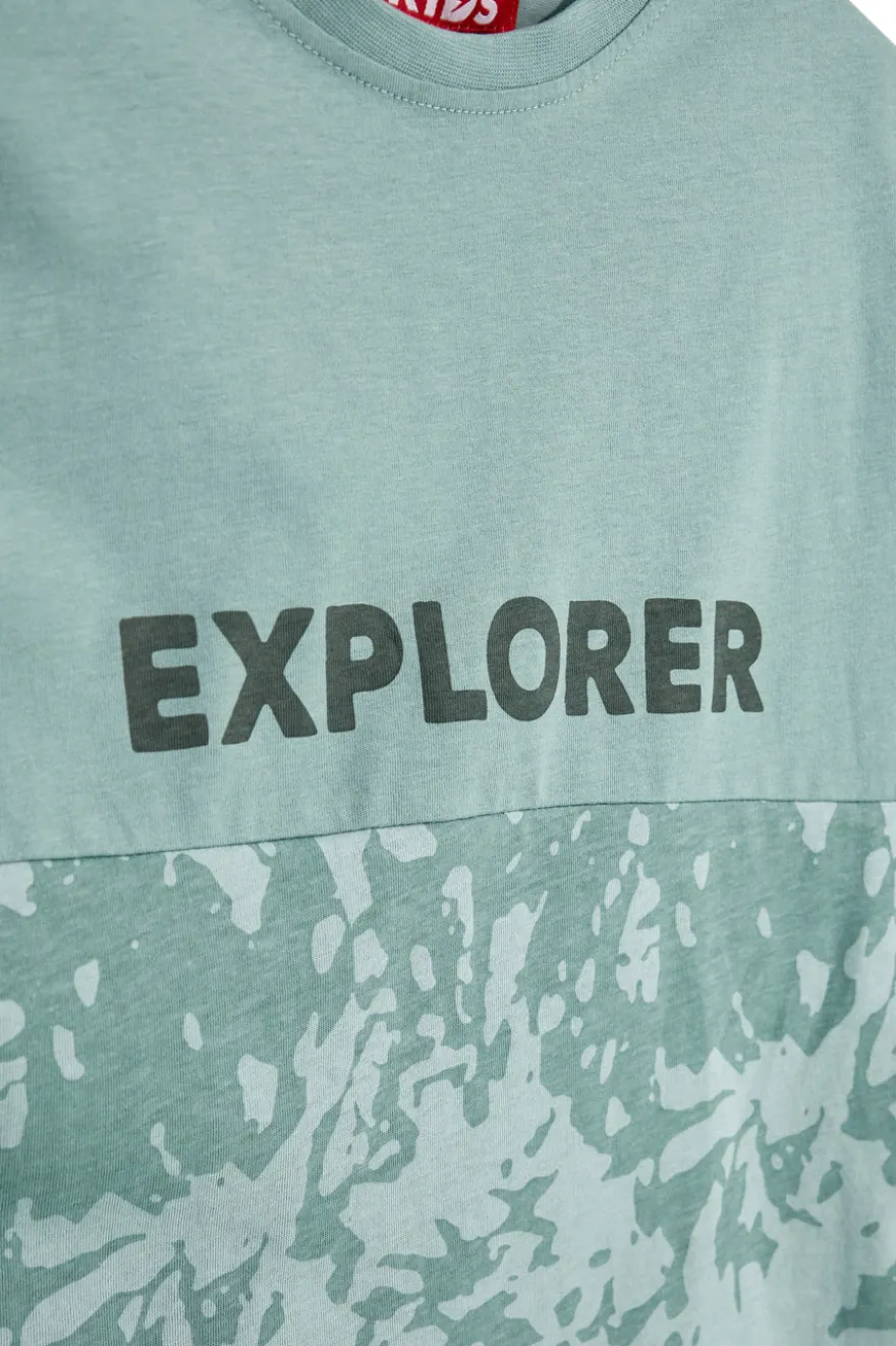 T-shirt verde con stampa Explorer Pitt kids PT-B-T-9010