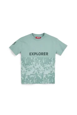 T-shirt verde con stampa Explorer Pitt kids PT-B-T-9010