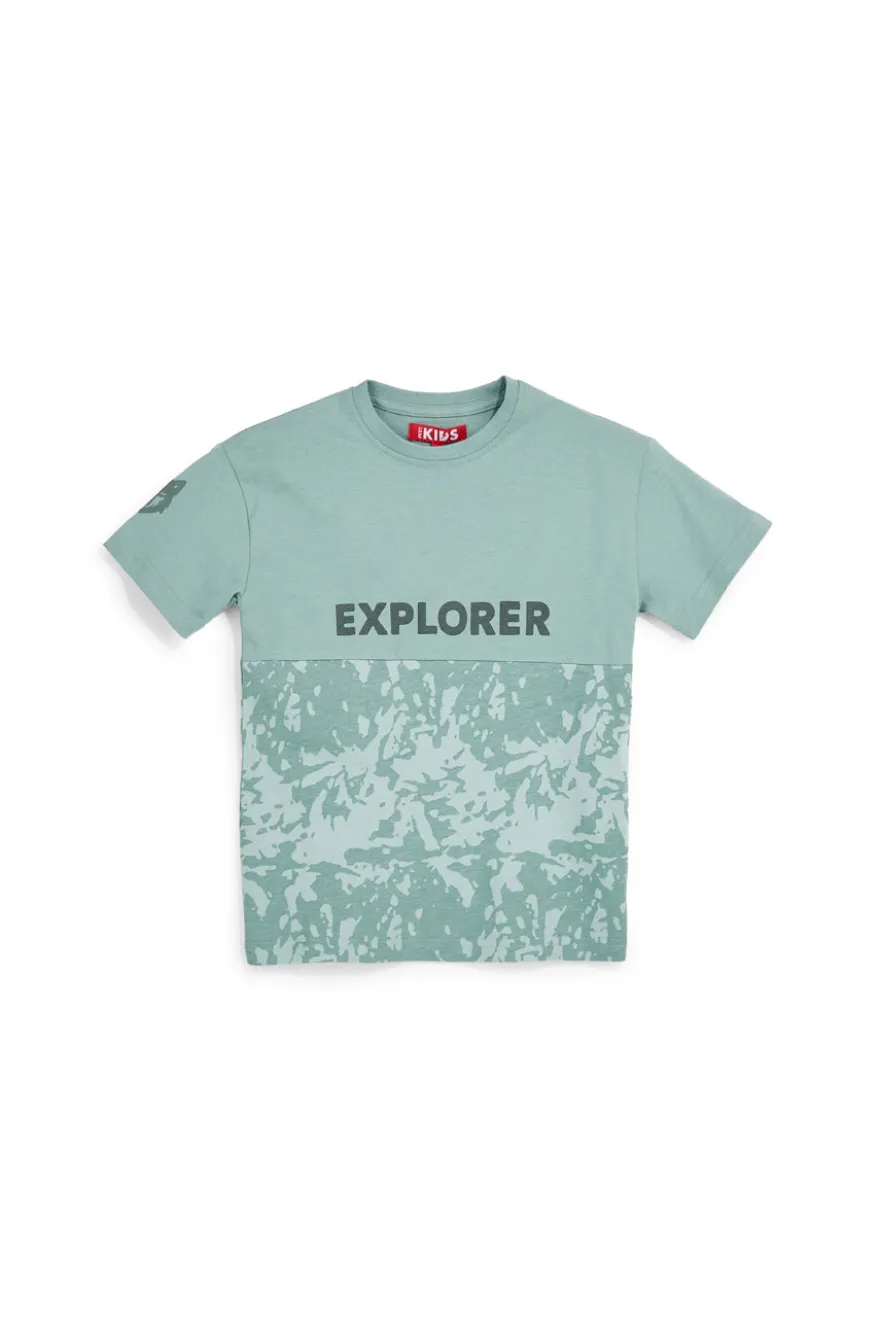 T-shirt verde con stampa Explorer Pitt kids PT-B-T-9010