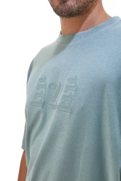 T-shirt verde con stampa frontale in rilievo BOARDMAN 1007