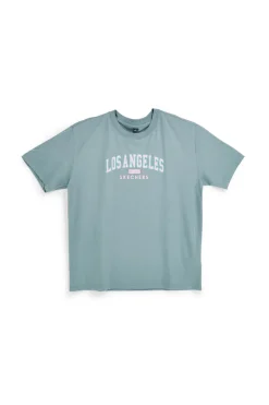 T-shirt Verde Oversize con Stampa Los Angeles Skechers Destination Short Sleeve Tee