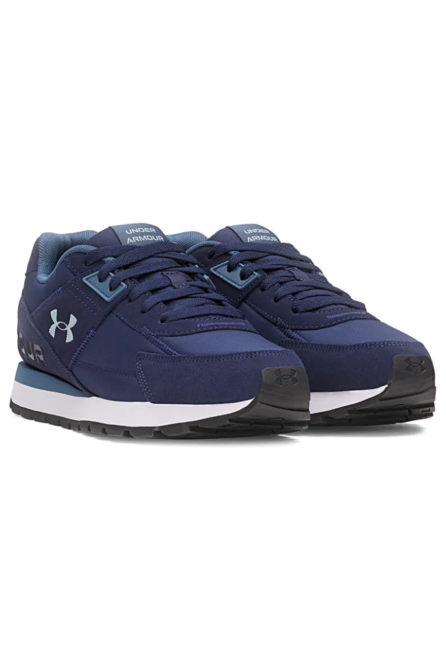 Under Armour Essential Runner – blaue Nylon-Sneaker mit Wildledereinsätzen